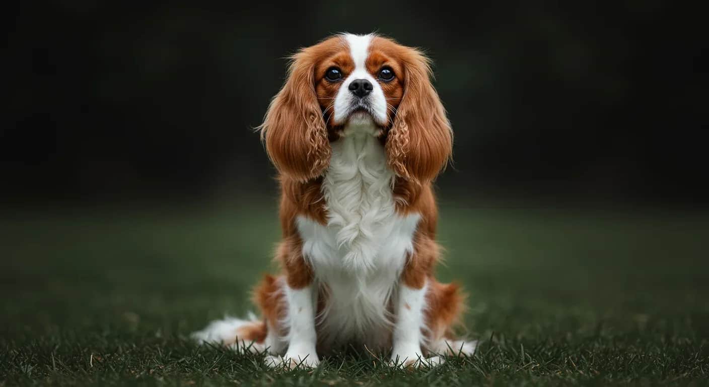 A perfectly groomed Cavalier King Charles Spaniel with silky coat and distinctive feathering, demonstrating the results of proper grooming care discussed in the article