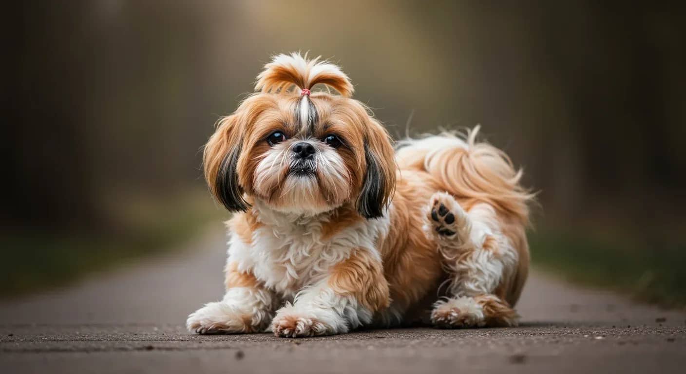 Close-up portrait of a Shih Tzu with long coat showing subtle allergy symptoms, illustrating the article's focus on identifying and treating allergies in this breed