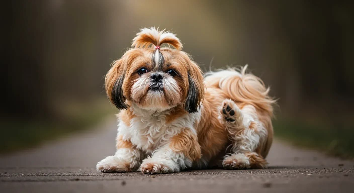 Close-up portrait of a Shih Tzu with long coat showing subtle allergy symptoms, illustrating the article's focus on identifying and treating allergies in this breed