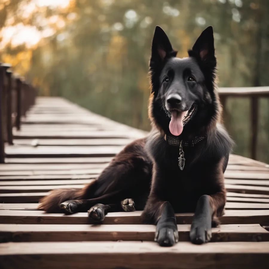 Belgian Shepherd on a wooden deck
