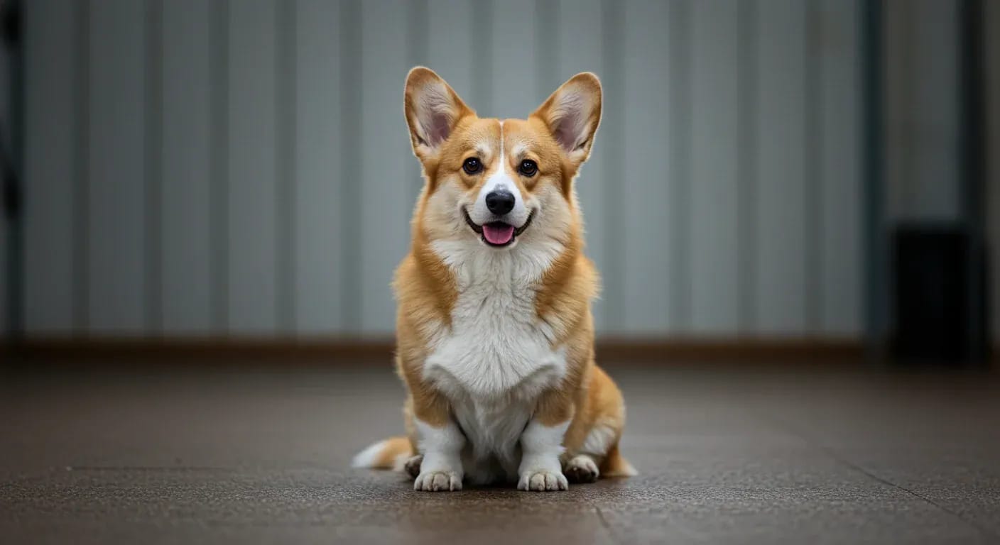 Alert Pembroke Welsh Corgi sitting attentively during training, demonstrating the focused and intelligent nature essential for successful training discussed in the article